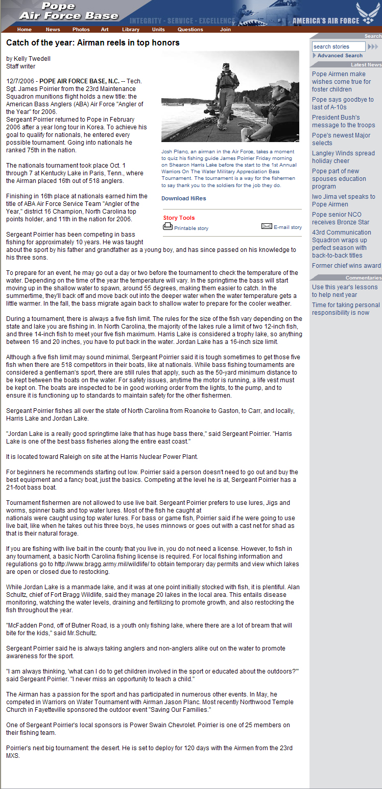 Pope Air Force Base web site